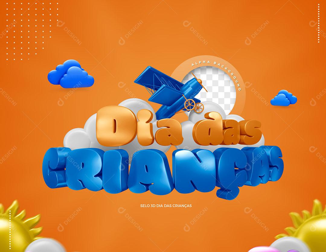 Dia das Crianças Selo 3D Para Composição PSD Editável