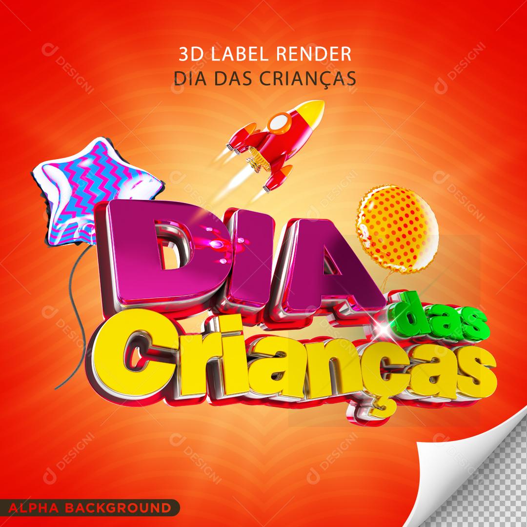 Dia das Crianças Selo 3D Para Composição PNG Transparente