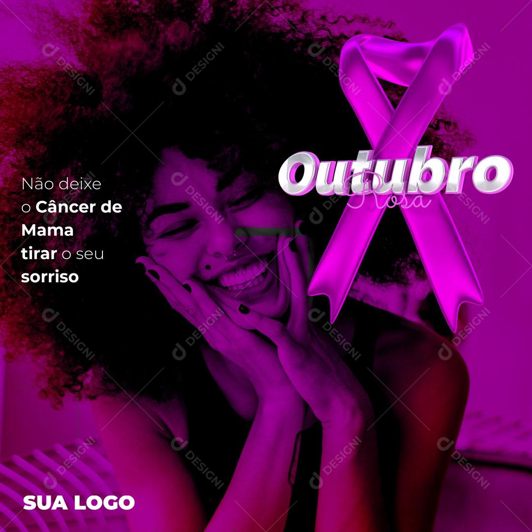 Post Feed Outubro Rosa Mês da Prevenção Social Media PSD Editável