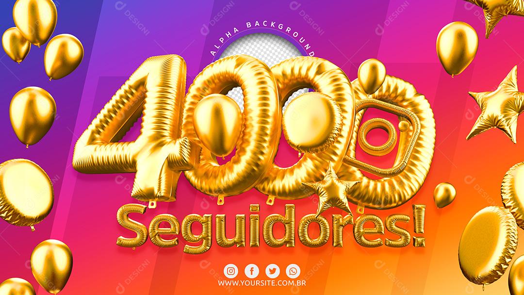 Elemento 3D para Composição 4000 Seguidores Instagram PSD