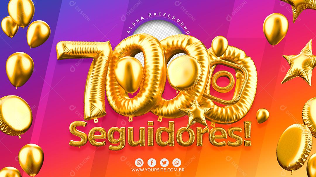 Elemento 3D para Composição 7000 Seguidores Instagram PSD