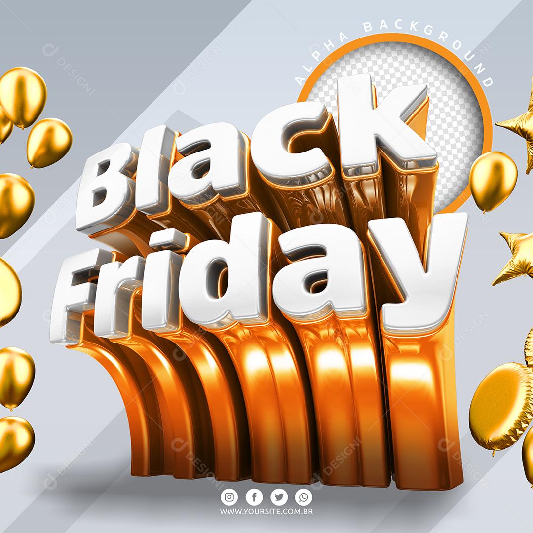 Selo 3D para Composição Black Friday PSD