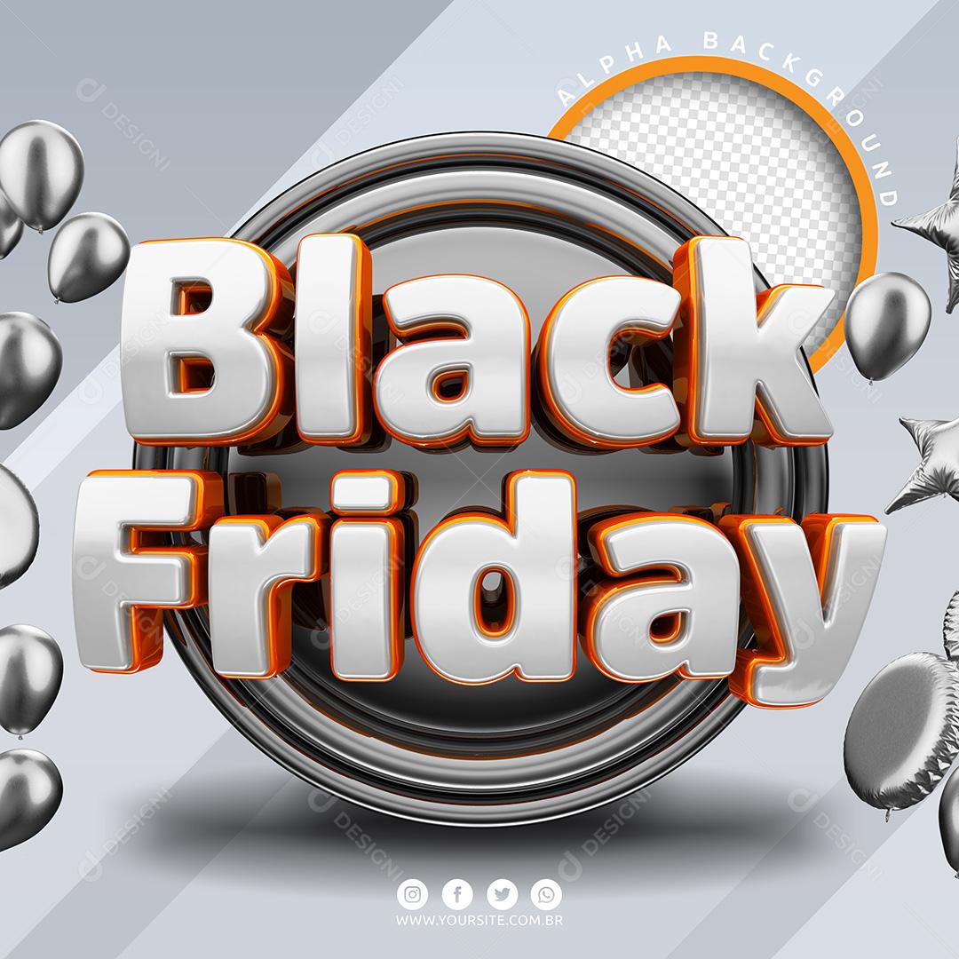 Selo 3D para Composição Black Friday PSD