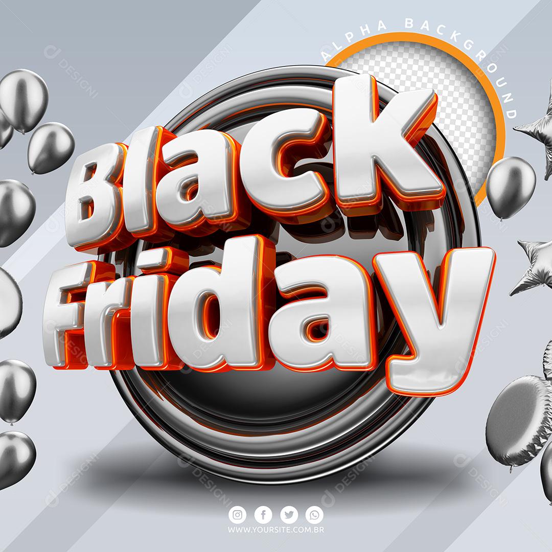 Selo 3D para Composição Black Friday PSD