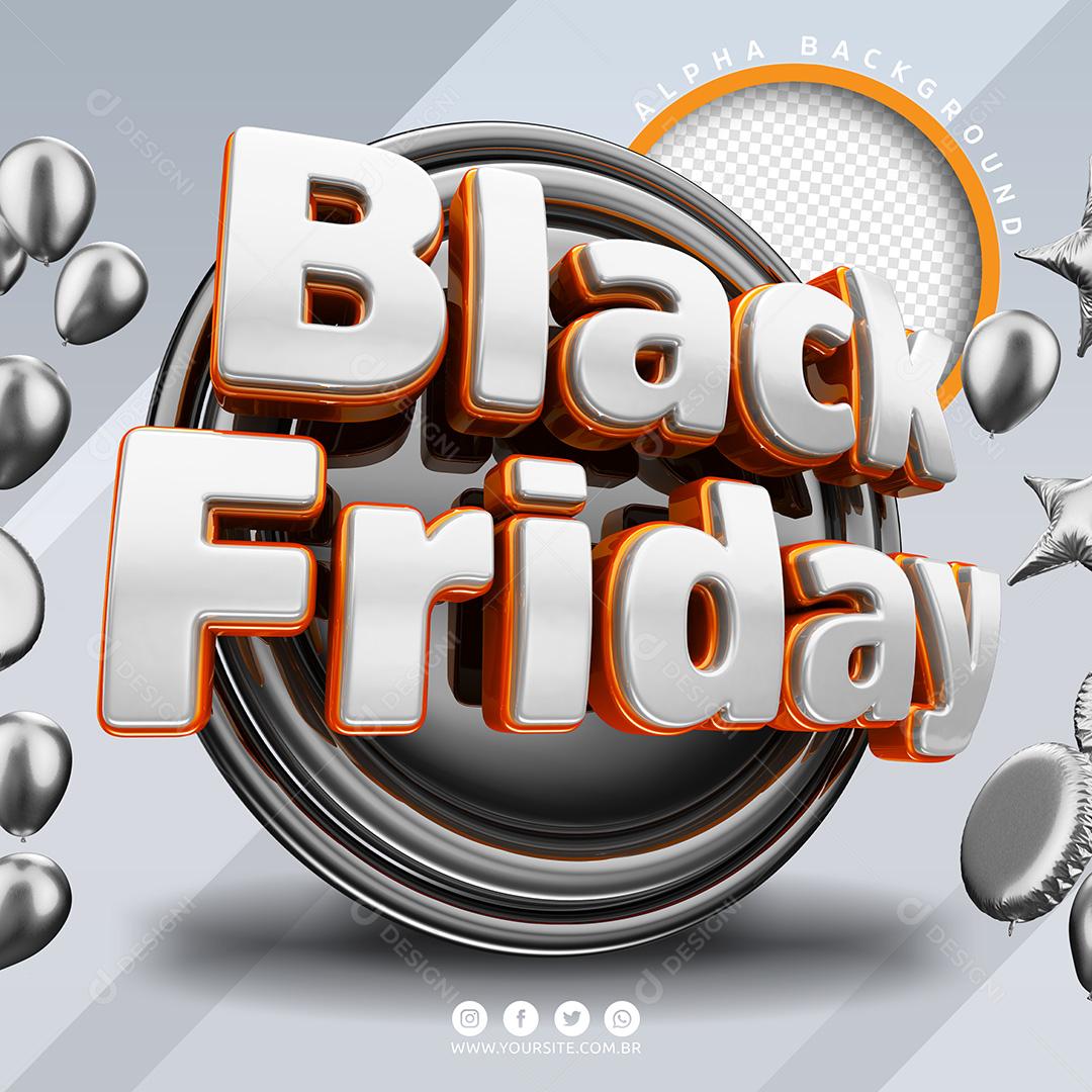 Selo 3D para Composição Black Friday PSD