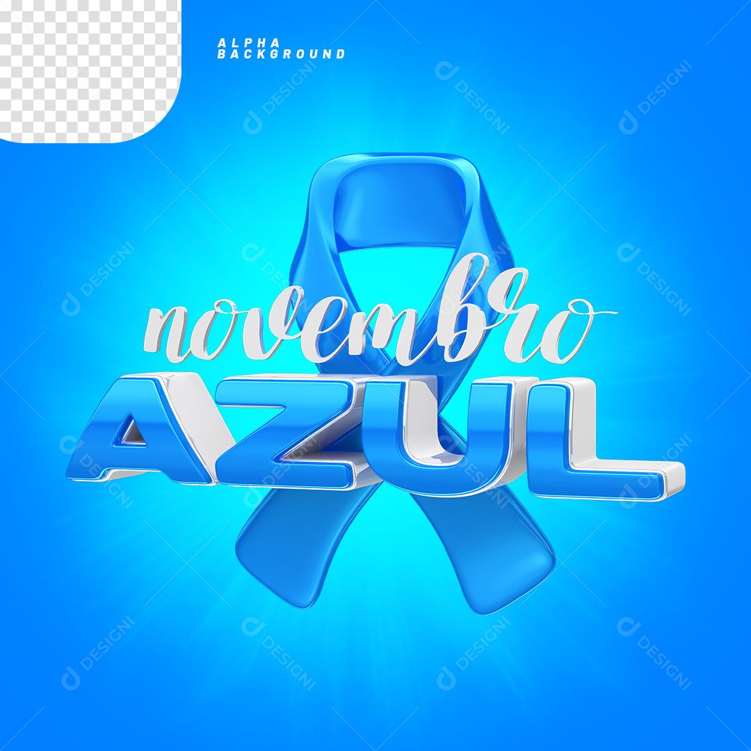 3D Lasso Element with Text November Blue PNG Transparent No Background