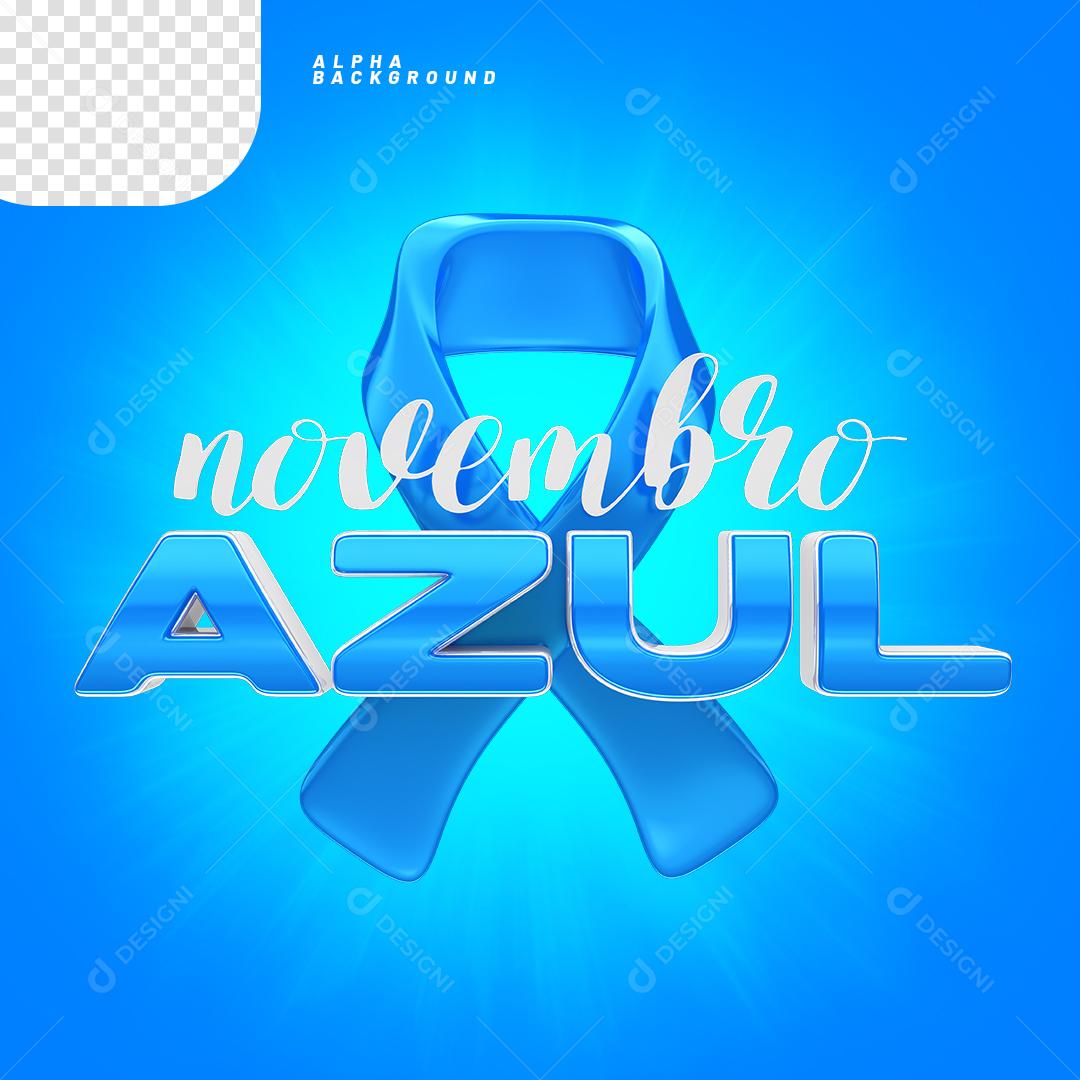 3D Lasso Element with Text November Blue PNG Transparent No Background