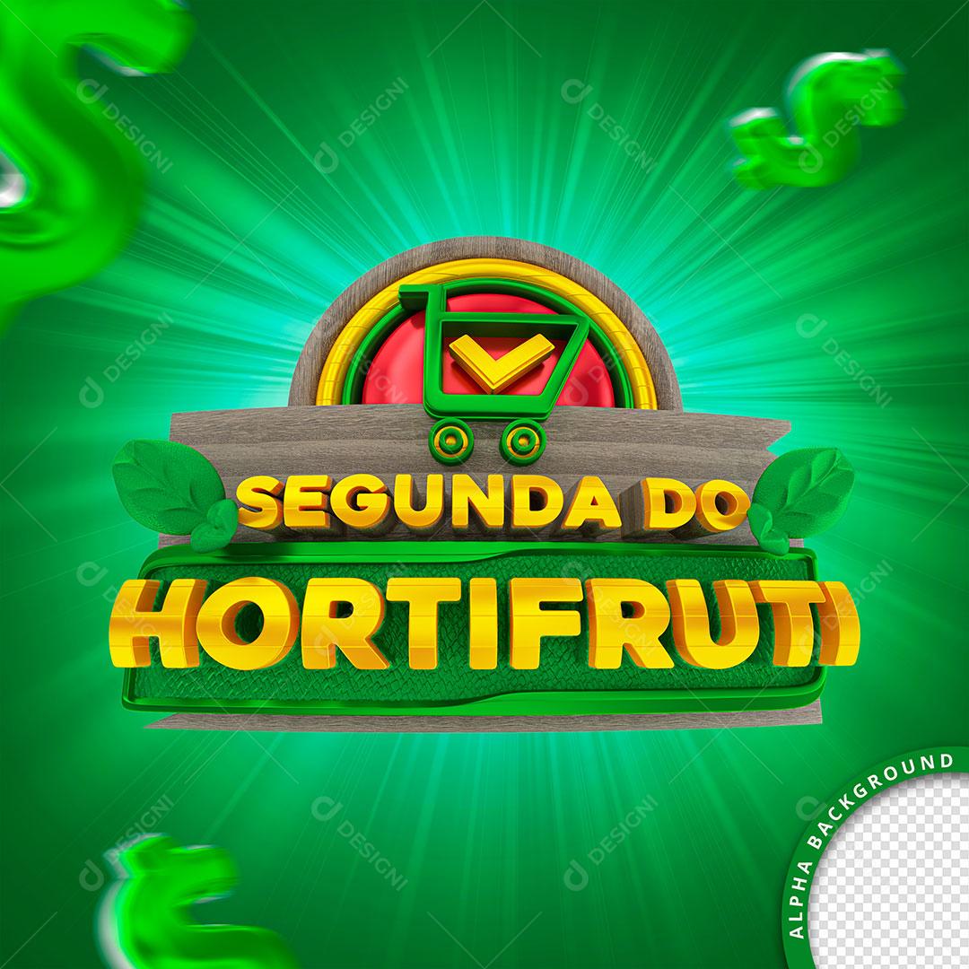 Segunda Selo 3D Composição Hortifrúti PSD Editável