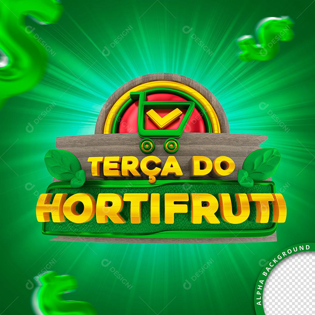 Terça Selo 3D Composição Hortifrúti PSD Editável