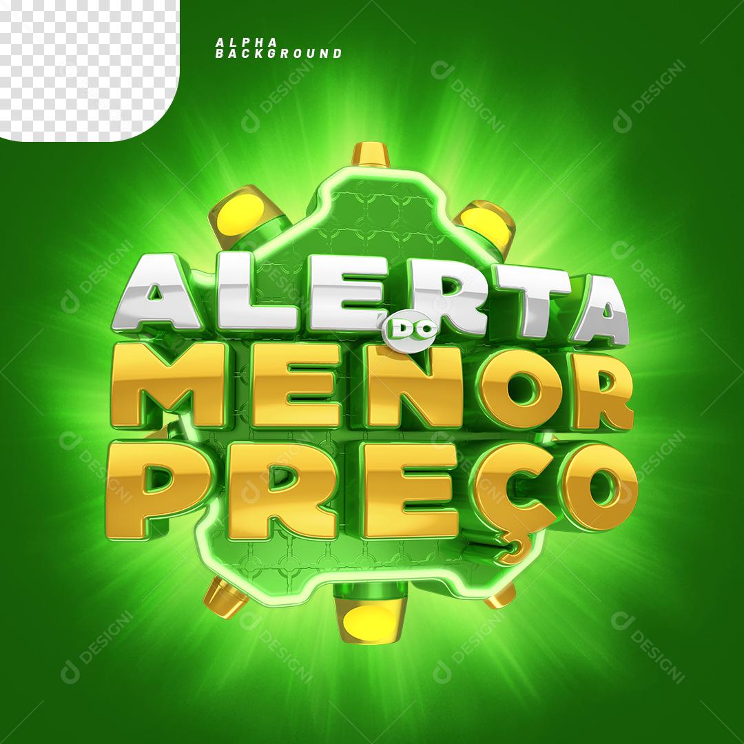 Alerta de Preço Baixo Selo 3D Verde Para Composição PNG Transparente