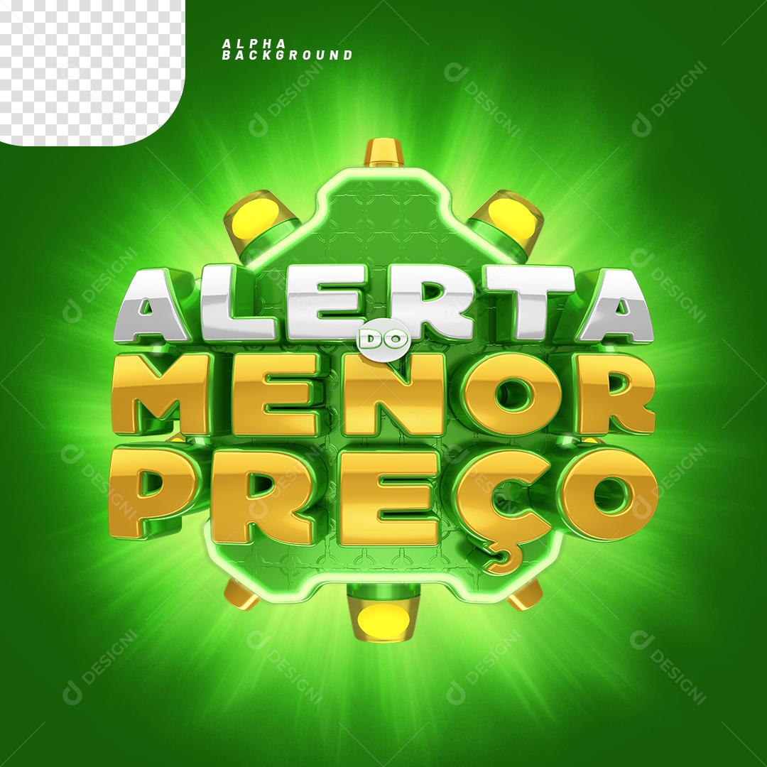 Alerta de Preço Baixo Selo 3D Verde Para Composição PNG Transparente