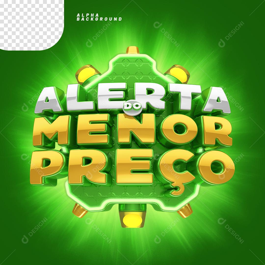 Alerta de Preço Baixo Selo 3D Verde Para Composição PNG Transparente