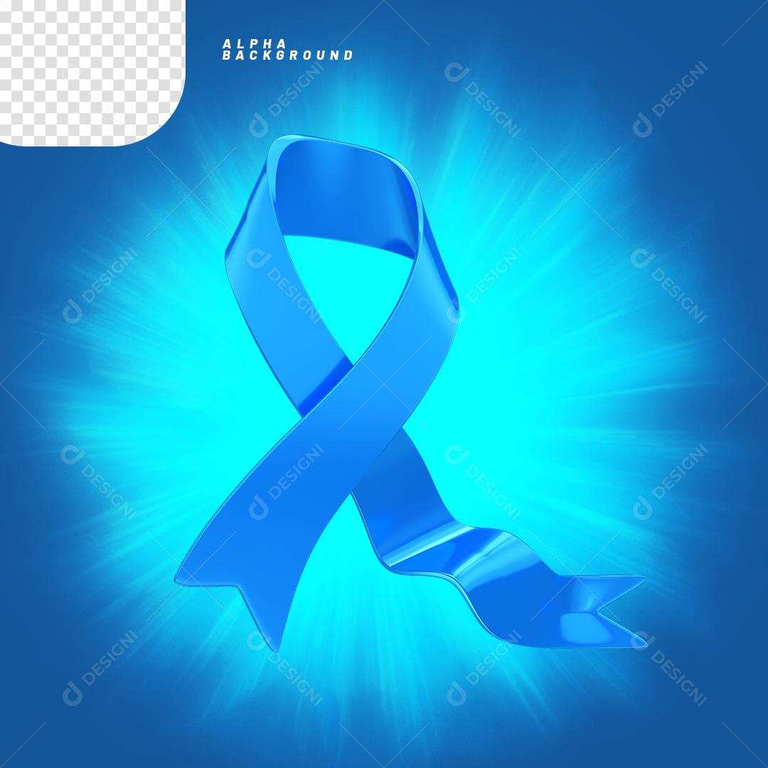 Laço Azul Elemento 3D Para Composição PNG Transparente