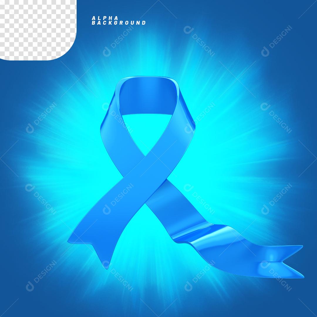 Laço Azul Elemento 3D Para Composição PNG Transparente