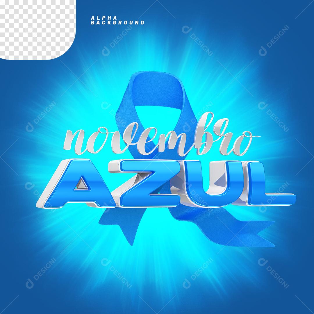 Novembro Azul Selo 3D Para Composição PNG Transparente