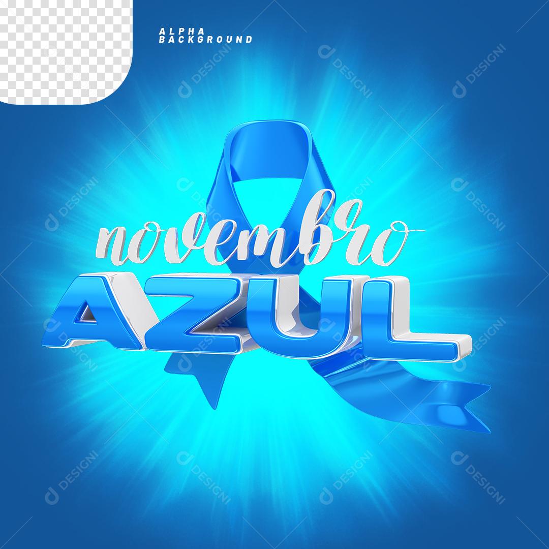 Novembro Azul Selo 3D Para Composição PNG Transparente