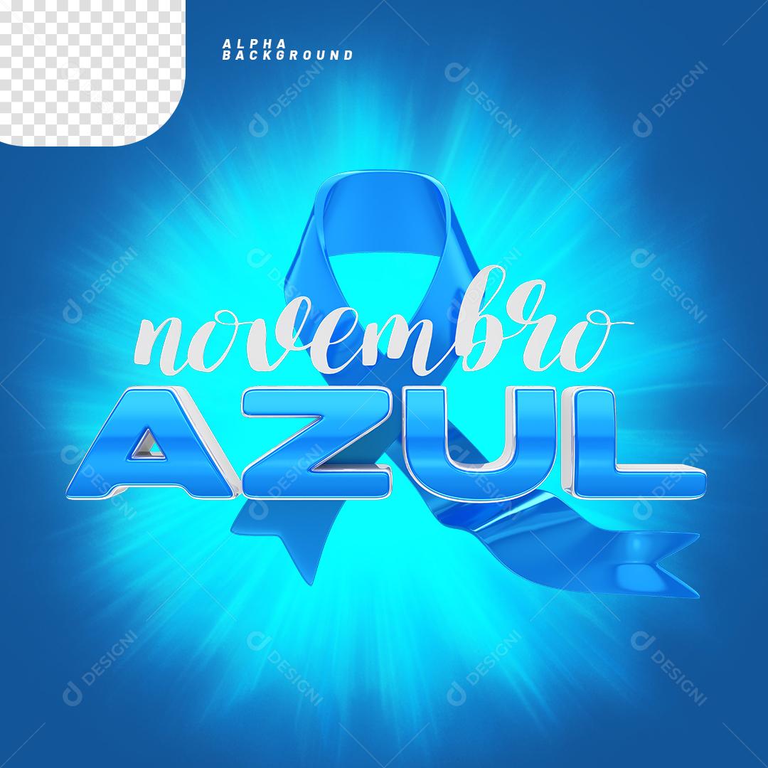 Novembro Azul Selo 3D Para Composição PNG Transparente