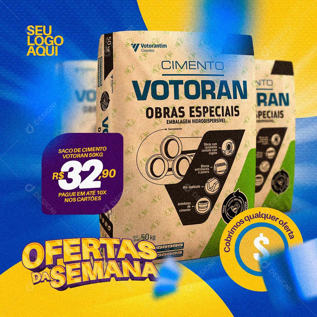 Post Feed Construtora Ofertas da Semana Produto Cimento Social Media PSD Editável