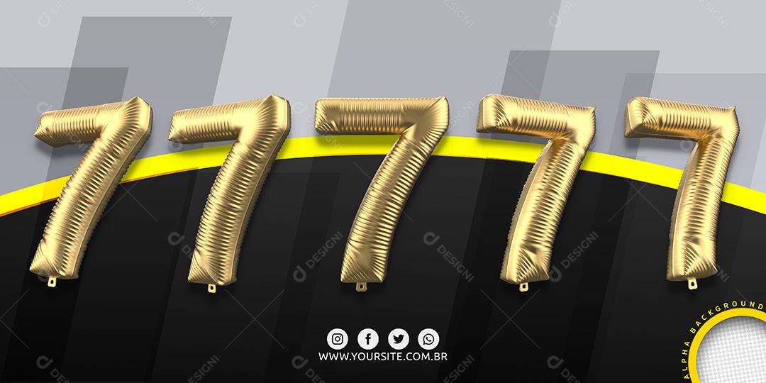 7Elementos 3D Conjunto de Números 7 para Composição PSD