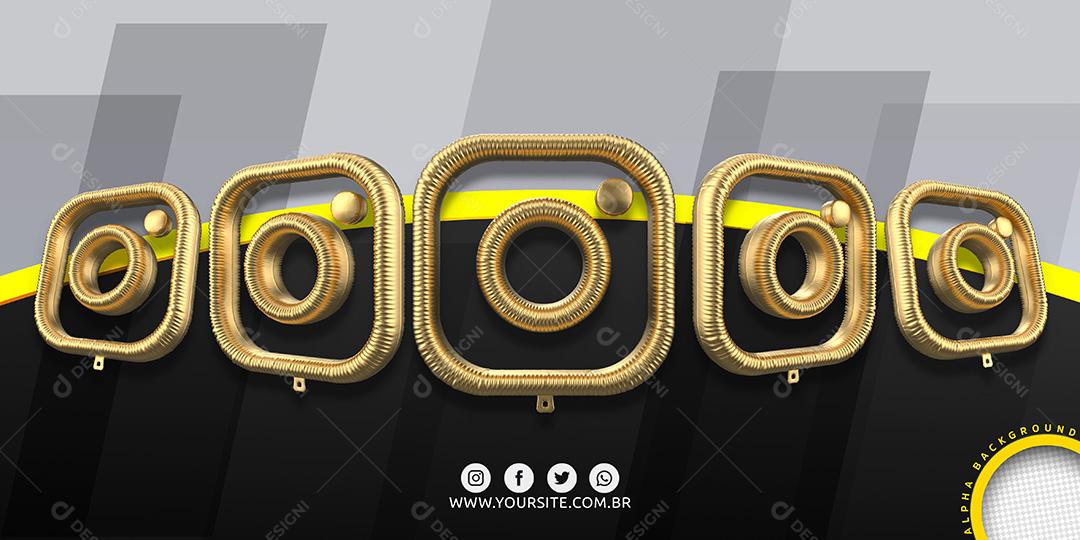 Elementos 3D Conjunto de Ícones Instagram para Composição PSD
