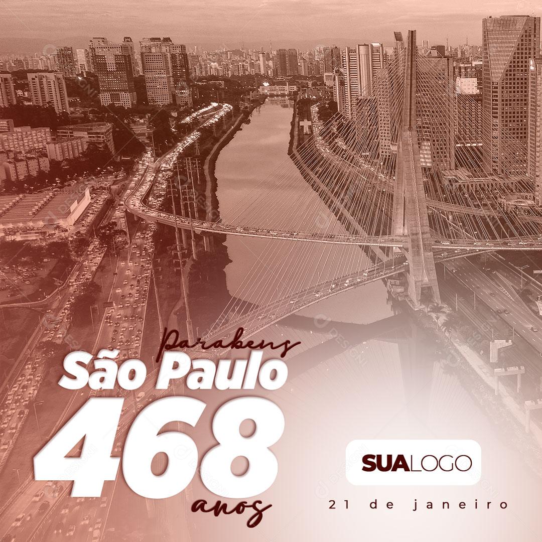 Aniversario São Paulo 468 Anos Social Media PSD Editável