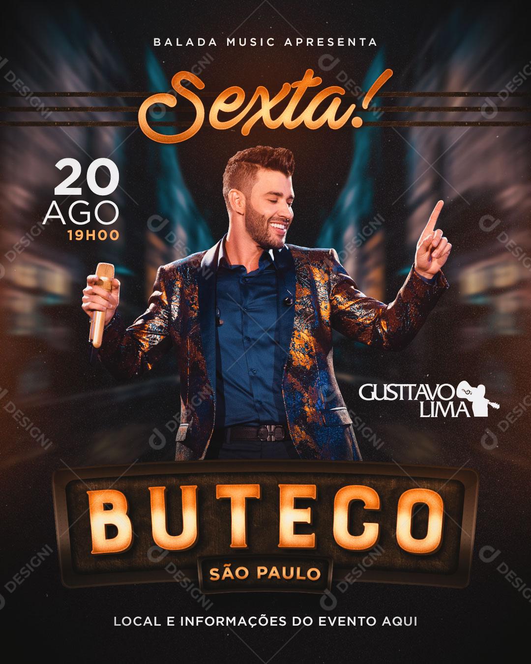 Feed Flayer Sexta Buteco São Paulo Social Media PSD Editável