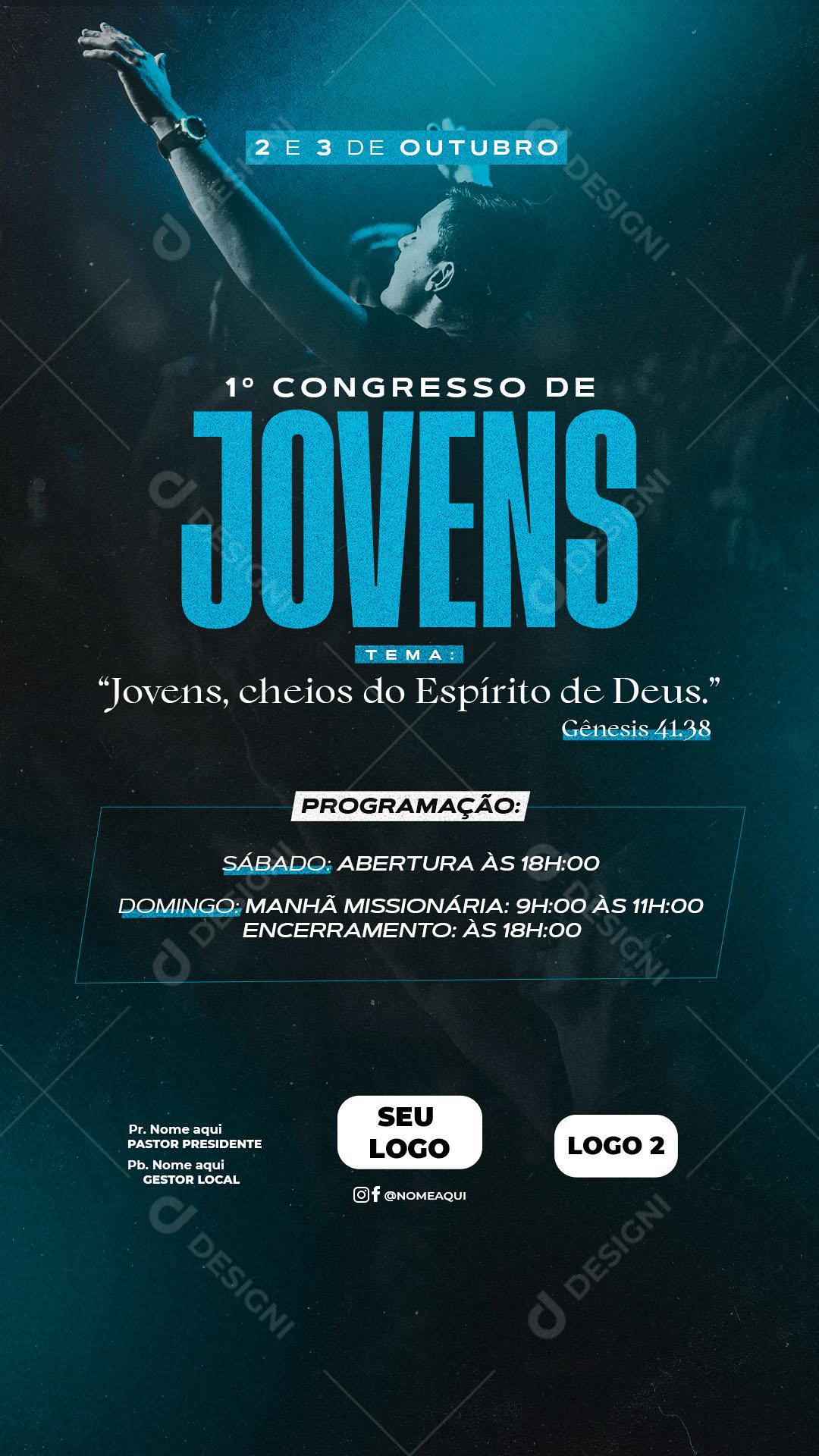 Post Story 1º Congresso de Jovens Social Media PSD Editável