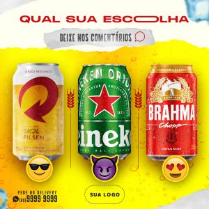 Post Feed Distribuidora Qual a Sua Escolha Bebidas Social Media PSD Editável