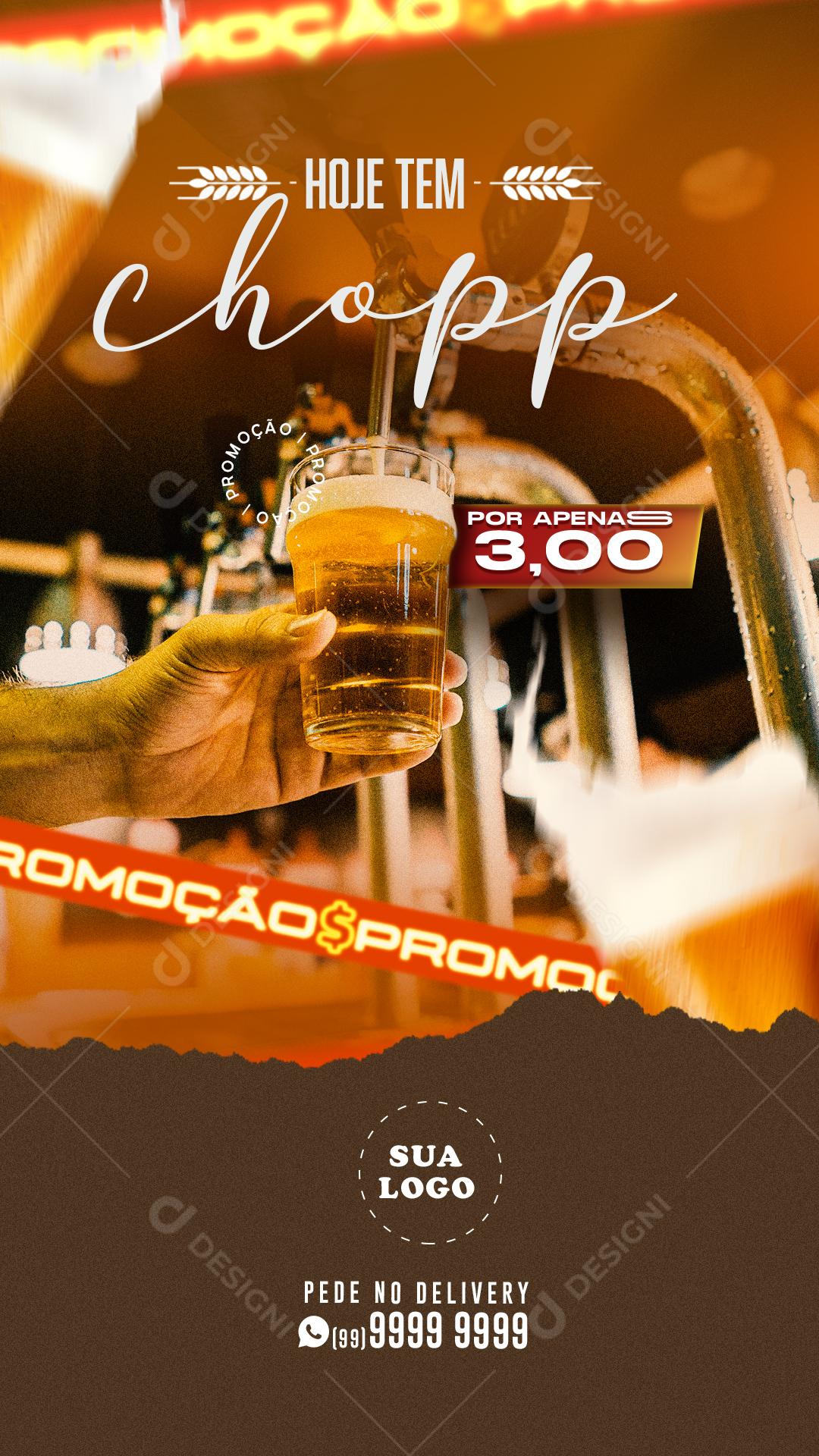 Post Story Distribuidora Hoje Tem Chopp Social Media PSD Editável