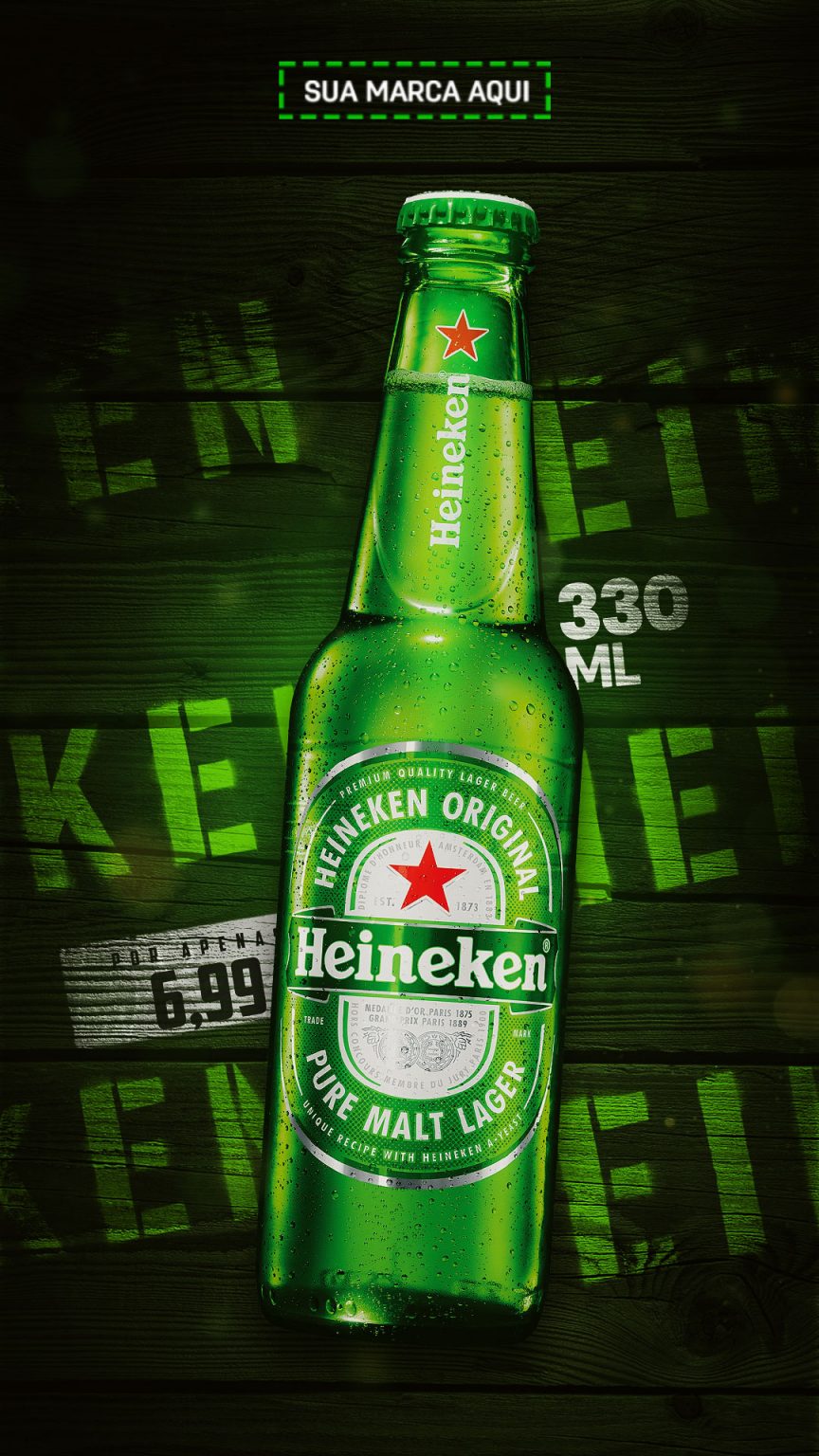 Post Story Distribuidora Cerveja Heineken Social Media PSD Editável