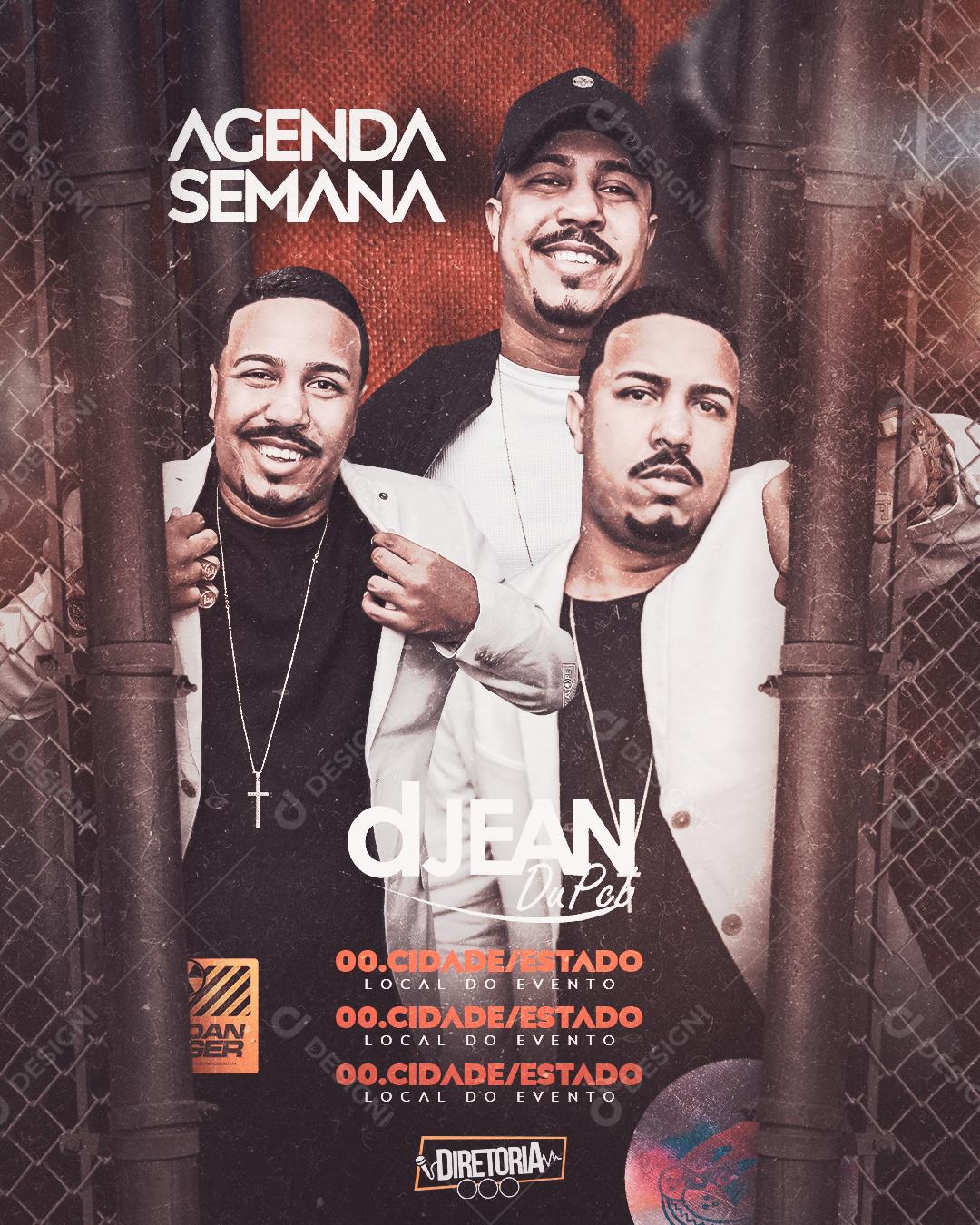 Post Flyer Agenda Semanal Artistas Social Media PSD Editável