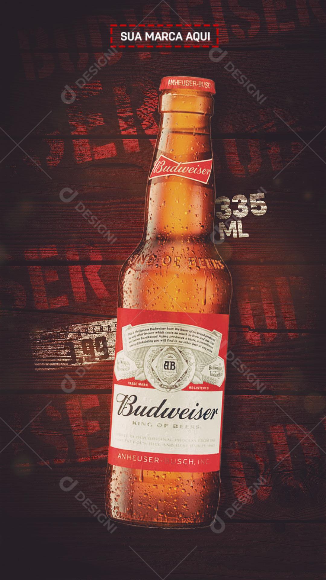 Post Story Distribuidora Beer Budweiser Social Media Editable PSD