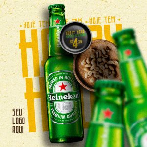 Post Feed Distribuidora Cerveja Heineken Social Media PSD Editável