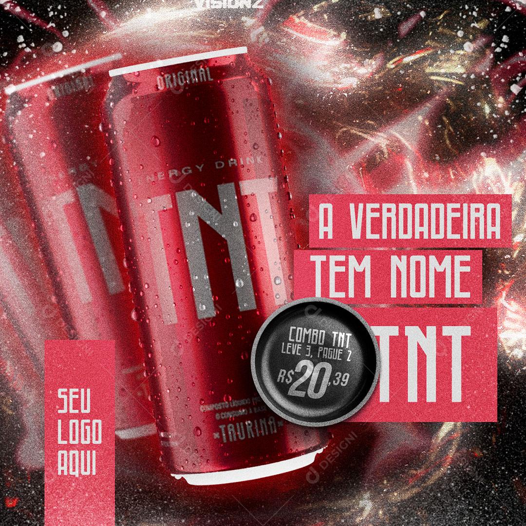 Post Feed Distribuidora Bebida Energética TNT Social Media PSD Editável