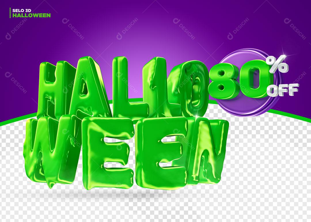 Halloween 80% Off Selo 3D Para Composição PSD