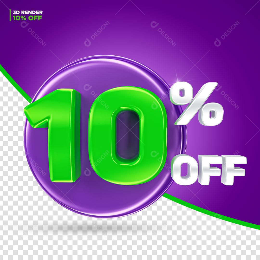 10% Off Elemento 3D Para Composição PSD