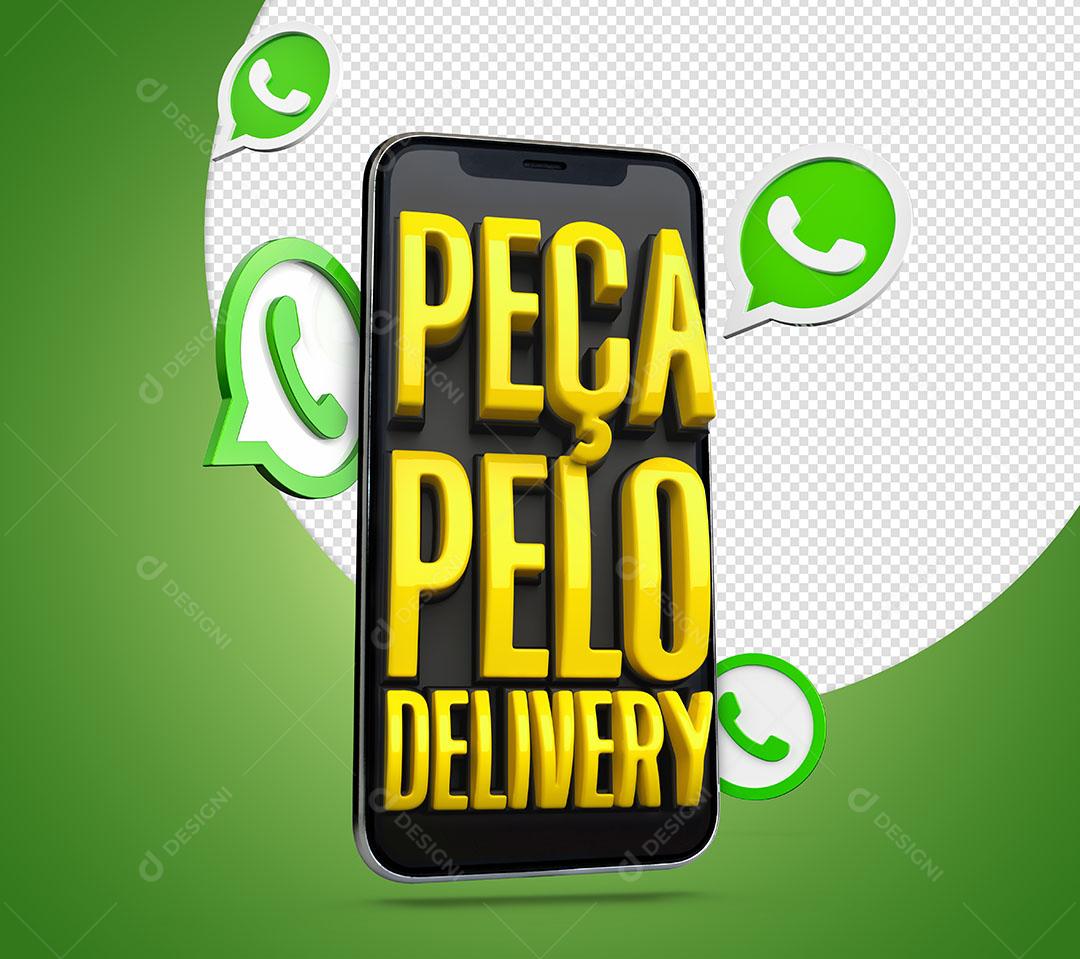 Peça Pelo Delivery Selo 3D Para Composição PSD Editável