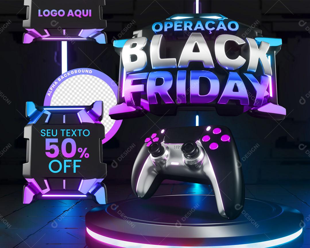 Post Feed Loja Operação Black Friday Eletronicos Controle Gamer Social Media PSD Editável