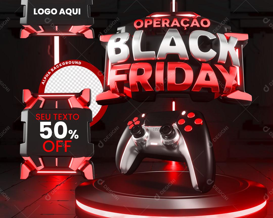 Post Feed Loja Operação Black Friday Eletronicos Controle Gamer Social Media PSD Editável