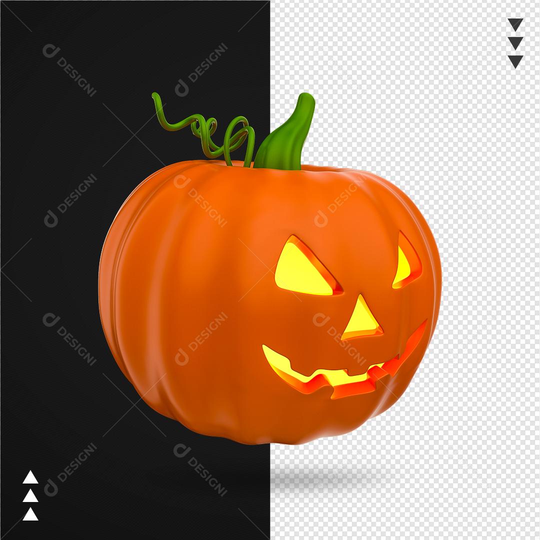 Elemento 3D para Composição Abóbora Hallowen PNG Transparente Sem Fundo