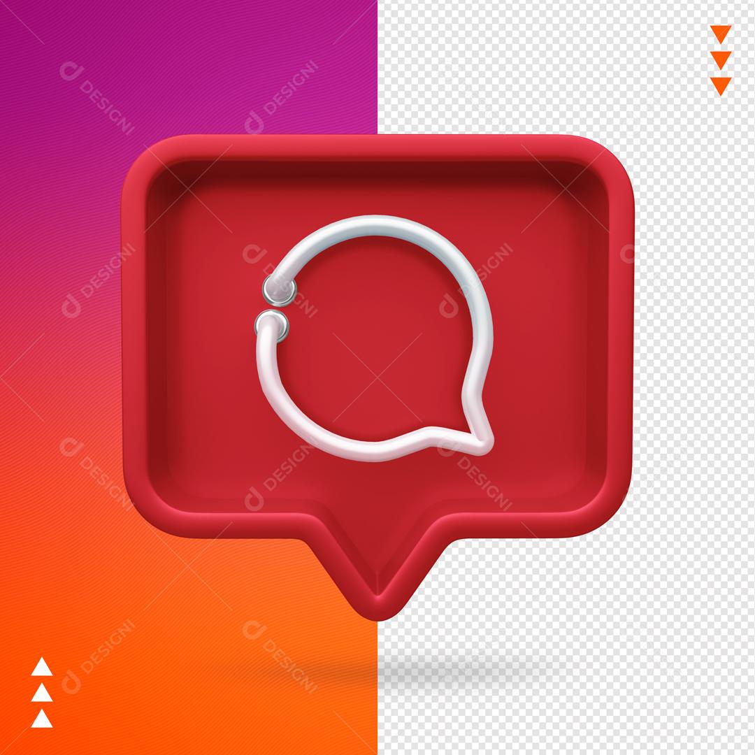Elemento 3D para Composição Ícone Comentário Instagram PNG Transparente Sem Fundo