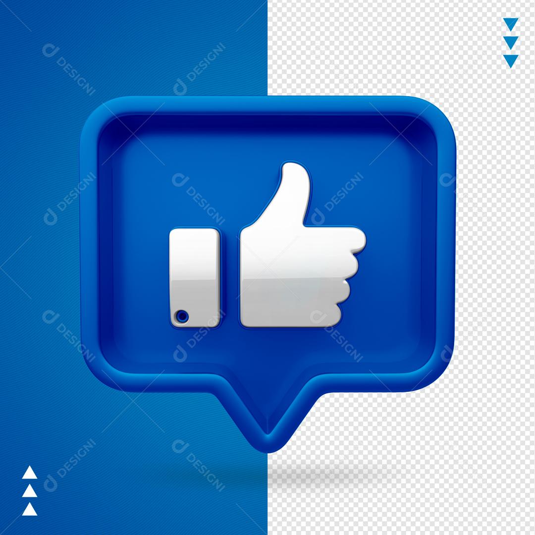 Elemento 3D para Composição Like Facebook PNG Transparente Sem Fundo