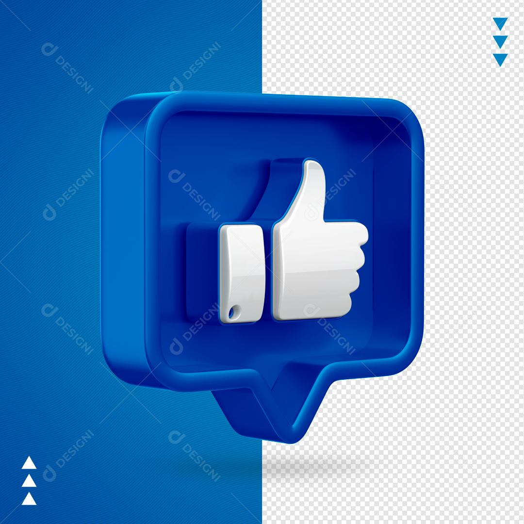 Elemento 3D para Composição Like Facebook PNG Transparente Sem Fundo