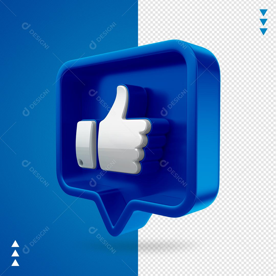 Elemento 3D para Composição Like Facebook PNG Transparente Sem Fundo