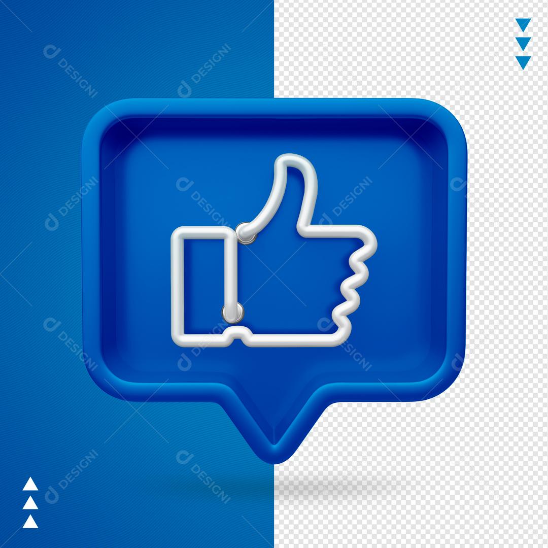 Elemento 3D para Composição Like Facebook PNG Transparente Sem Fundo