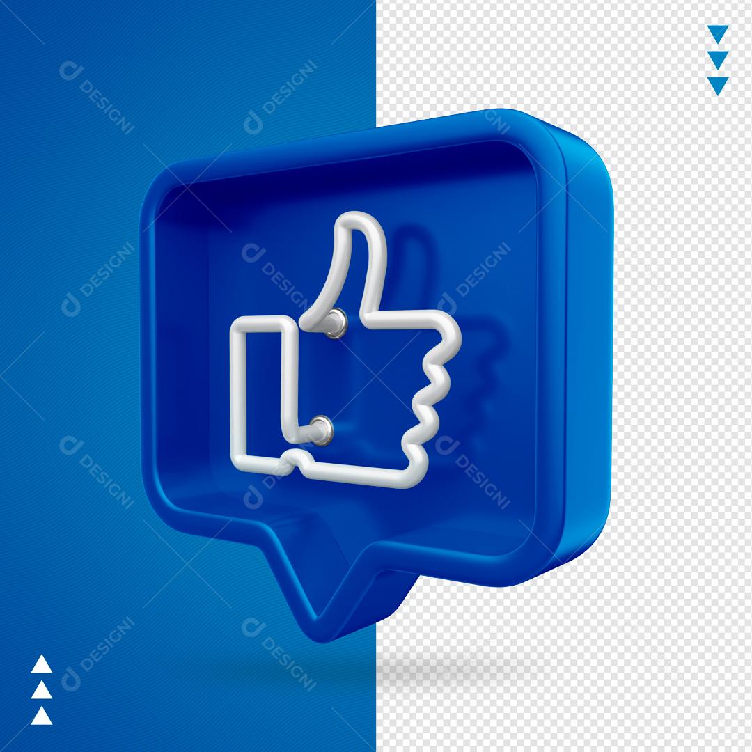 Elemento 3D para Composição Like Facebook PNG Transparente Sem Fundo