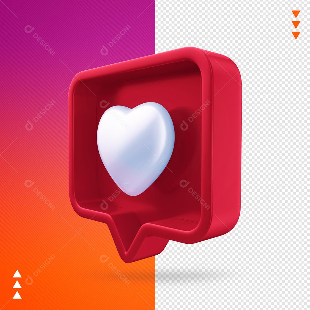 Elemento 3D para Composição Like Instagram PNG Transparente Sem Fundo