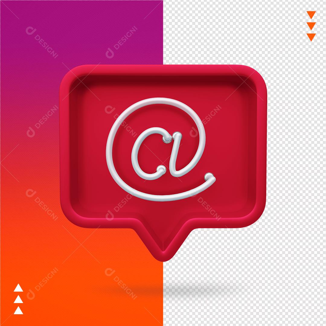 Elemento 3D para Composição Arroba Instagram PNG Transparente Sem Fundo