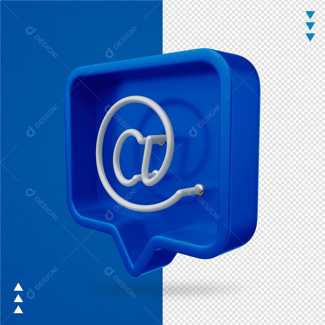 Elemento 3D para Composição Arroba Facebook PNG Transparente Sem Fundo