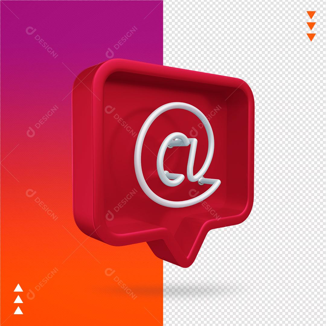 Elemento 3D para Composição Arroba Instagram PNG Transparente Sem Fundo